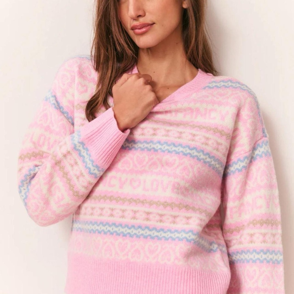 LoveShackFancy Emberly Wool Fair Isle Pullover
